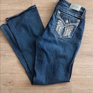 Miss Me Dark Blue Wing Embellished Bootcut Jeans